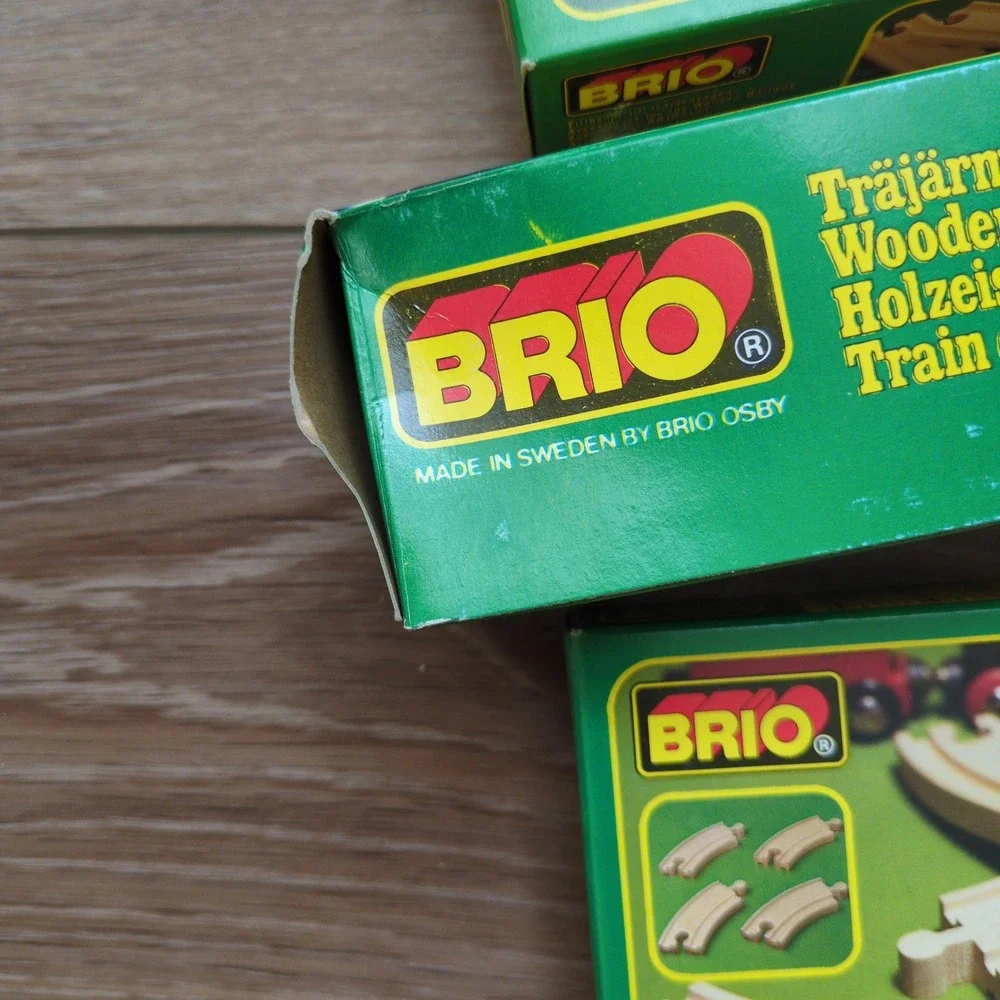 Vtg 90s BRIO Wooden Railway Track Lot 33334 33337 33342 Curved Straight Sweden